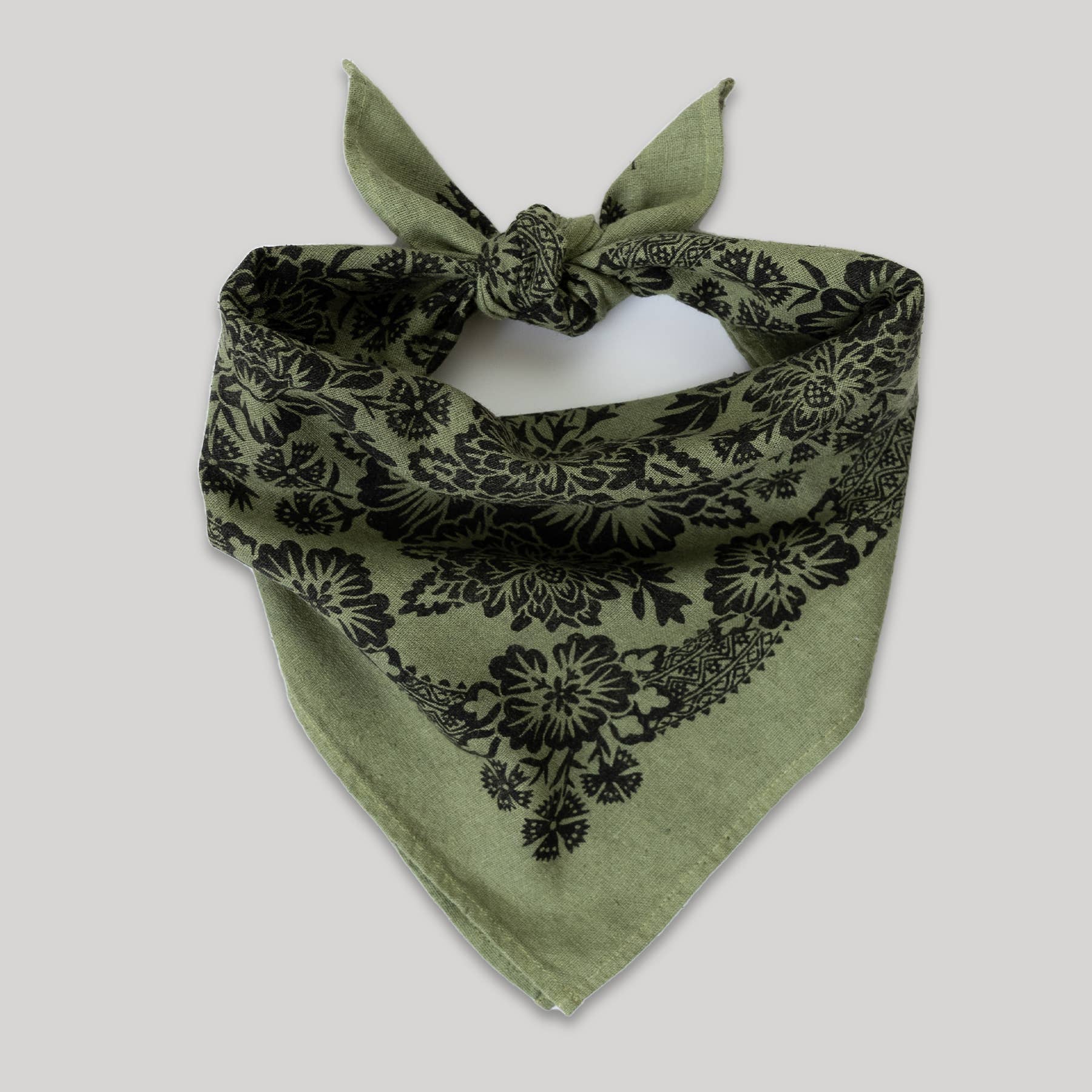 Natural Dye Silk Bandana | Grass Green | Blossom