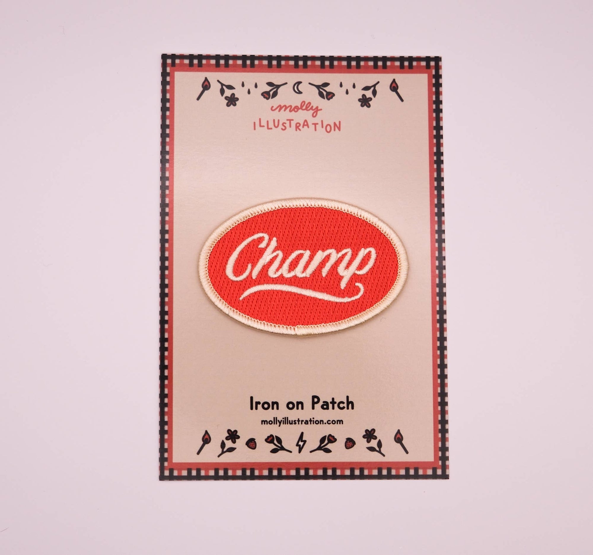 Vintage Style Embroidered Iron On Patch - Champ