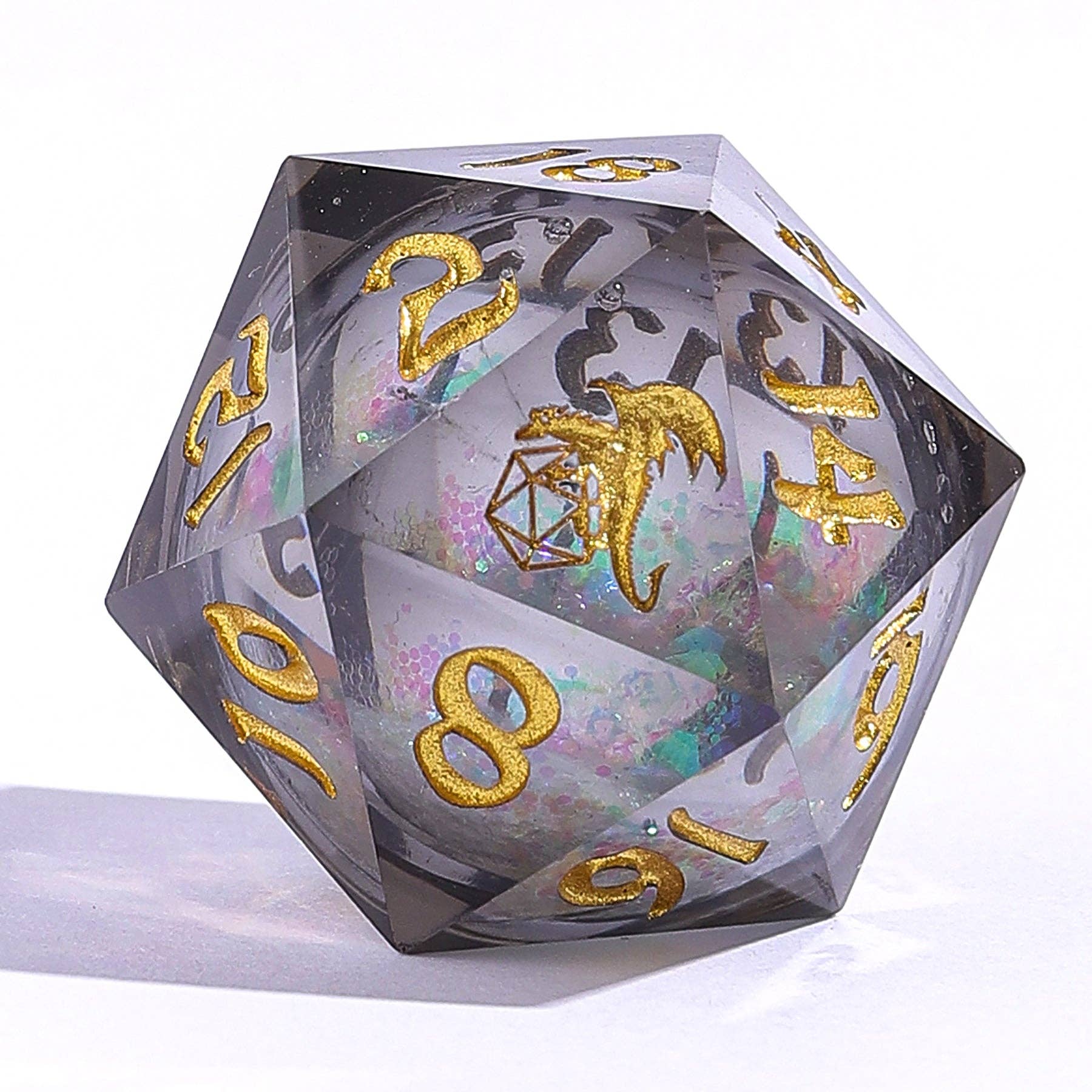 Liquid Core Sharp Edge Resin Dice Set - Cursed Eclipse
