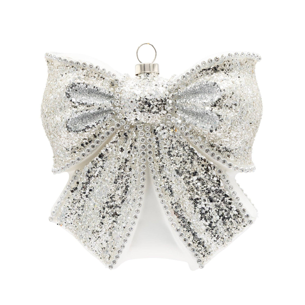 Silver Bow Ornament - Glass Ornament