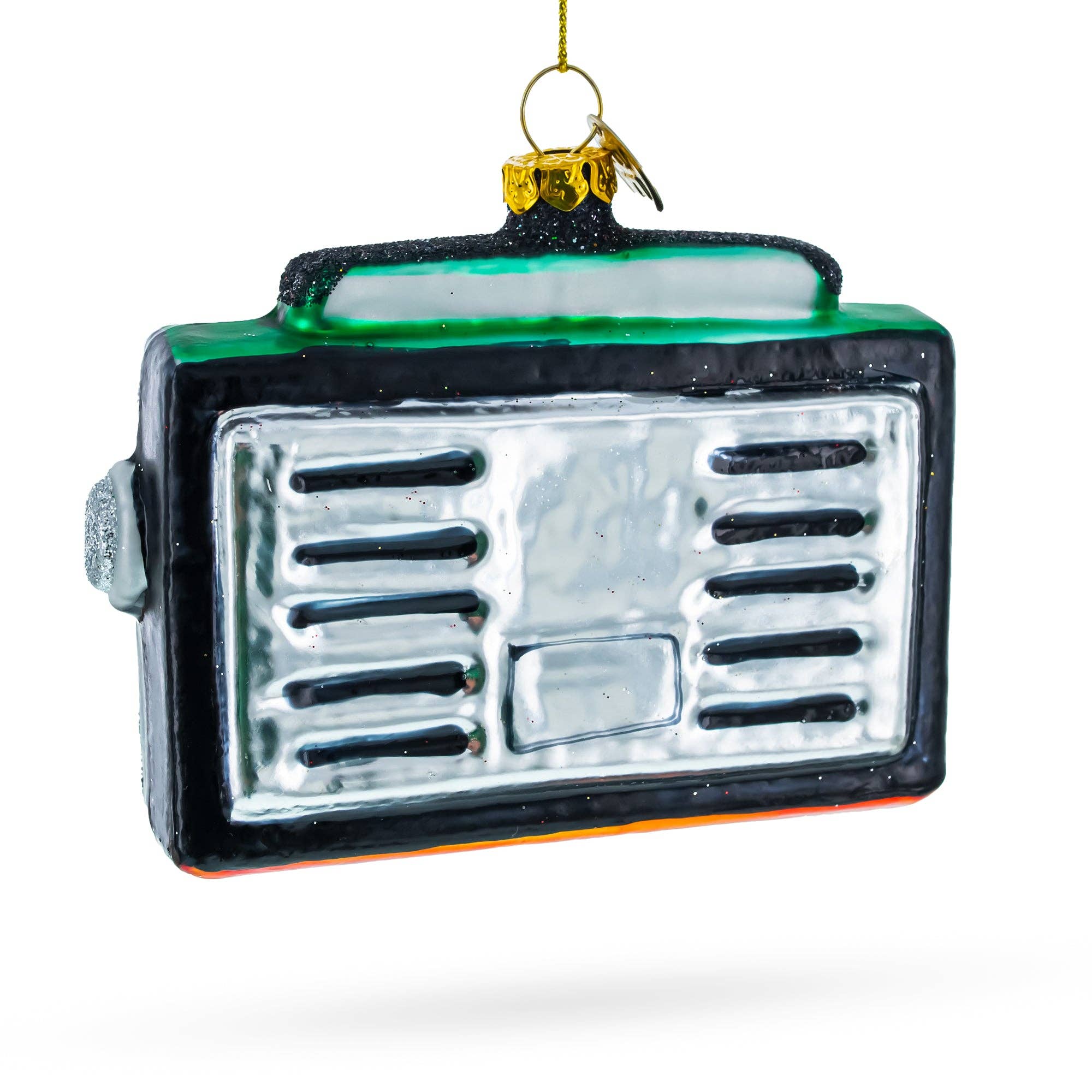 Vintage-Inspired Cassette Player Boombox  Glass Ornament