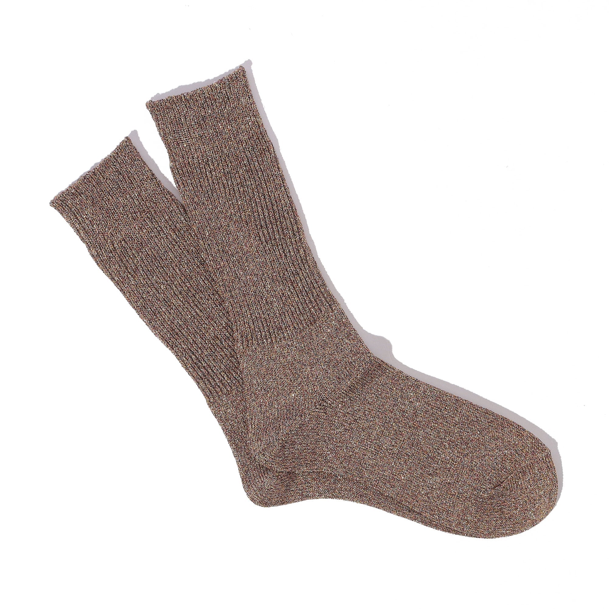 Anonymous Ism - L/G Glitter Rib Crew Sock - Rose Gold