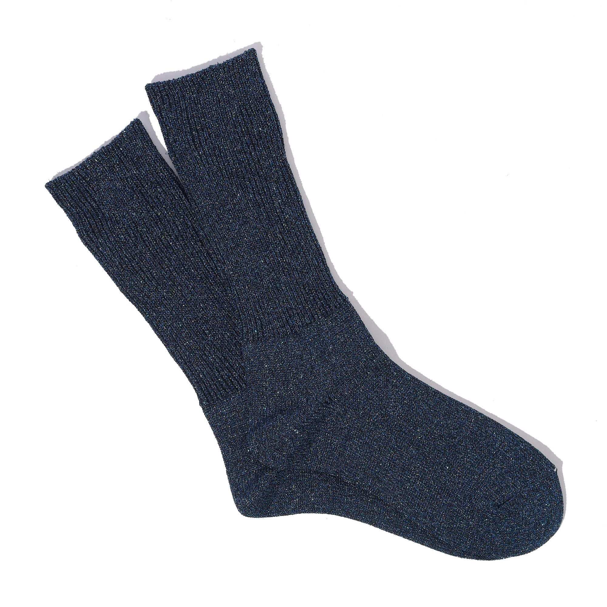 Anonymous Ism - L/G Glitter Rib Crew Sock - Sparkle Blue