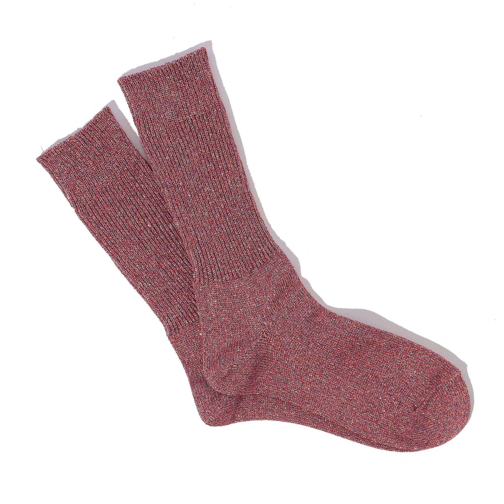 Anonymous Ism - L/G Glitter Rib Crew Sock - Brick