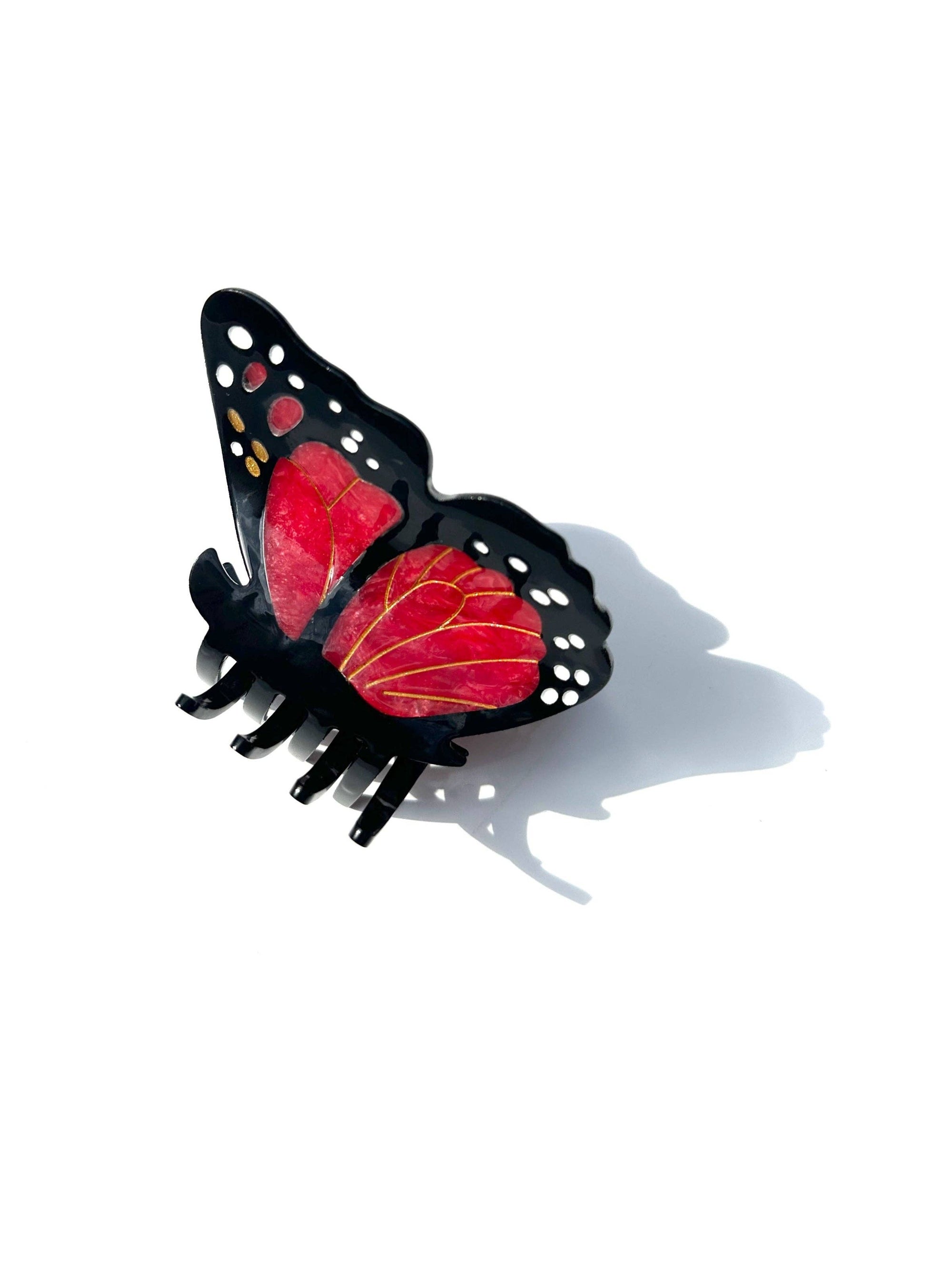 Solar Eclipse - Claw Hair Clip - Red Monarch Butterfly