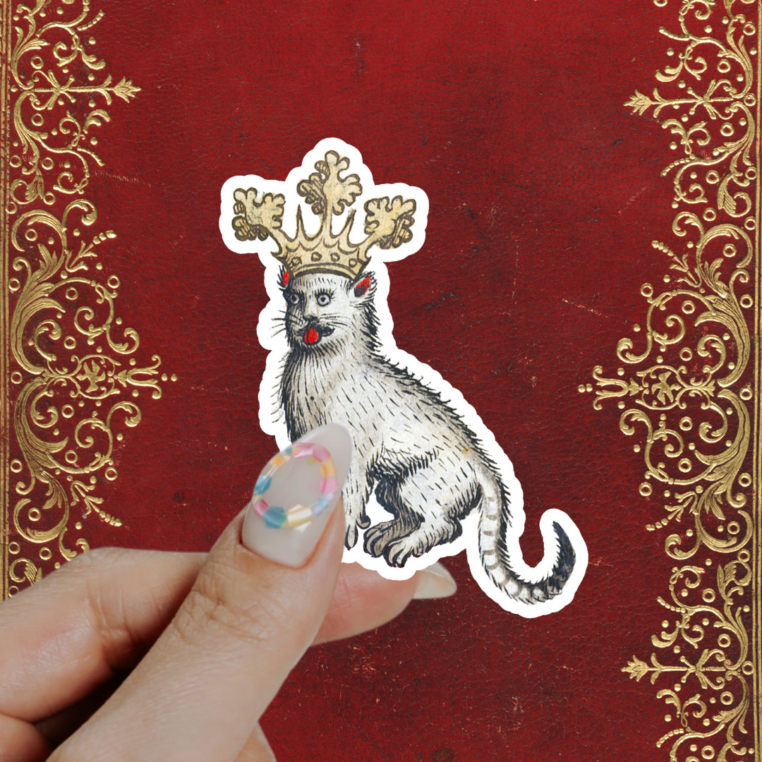 Medieval Cat Sticker, Funny Ugly Cat, Manuscript Cat Art