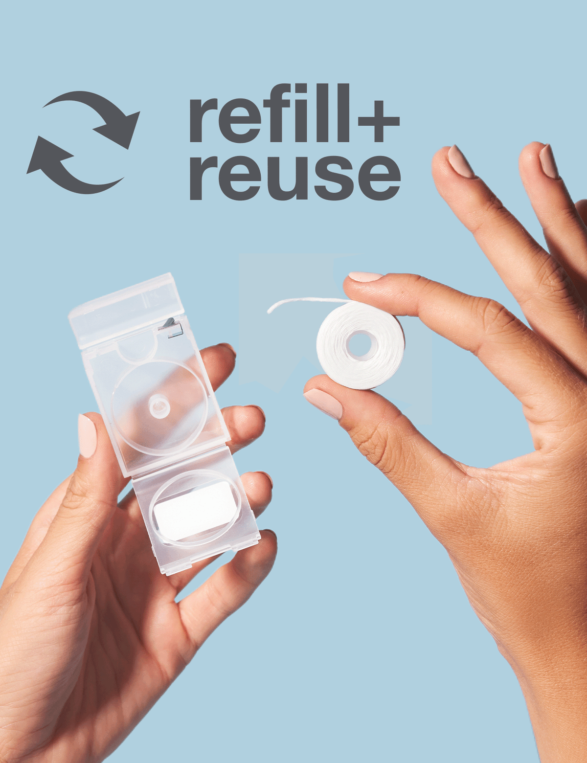 Davids - Expanding Dental Floss - Refillable Dispenser - Mint
