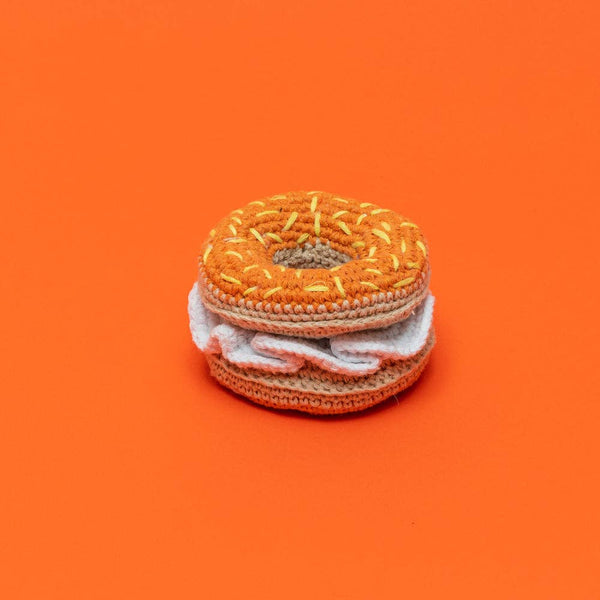 Ware of the Dog - Hand Crochet Dog Toy - Bagel & Cream Cheese