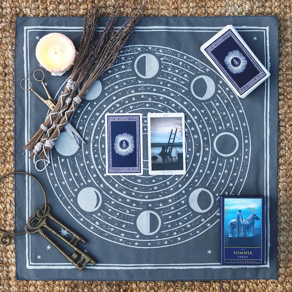 The Somnia Tarot Spread Cloth - "The Moon" - Lunar Grey