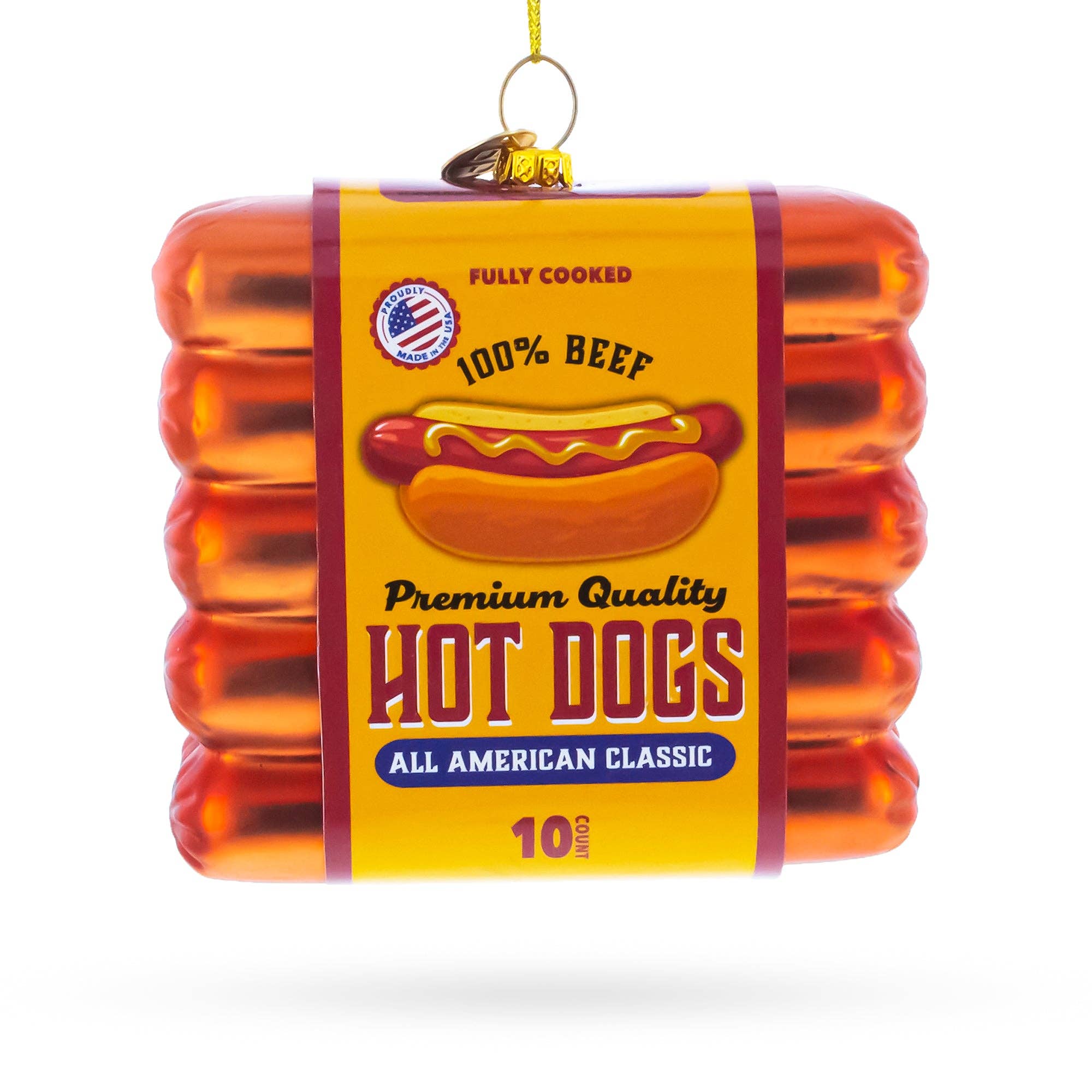 Hot Dogs Blown Glass Christmas Ornament