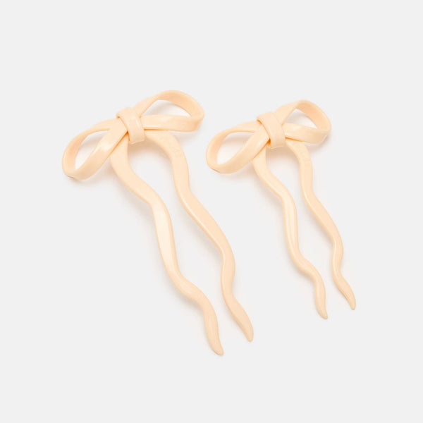 CHUNKS - Bow Hairpin - Large - Cream