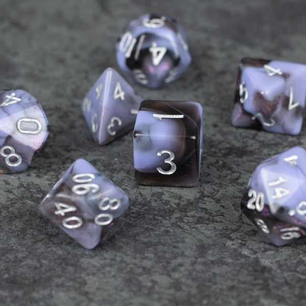 Periwinkle and Black Acrylic Dice Set - Space Camp