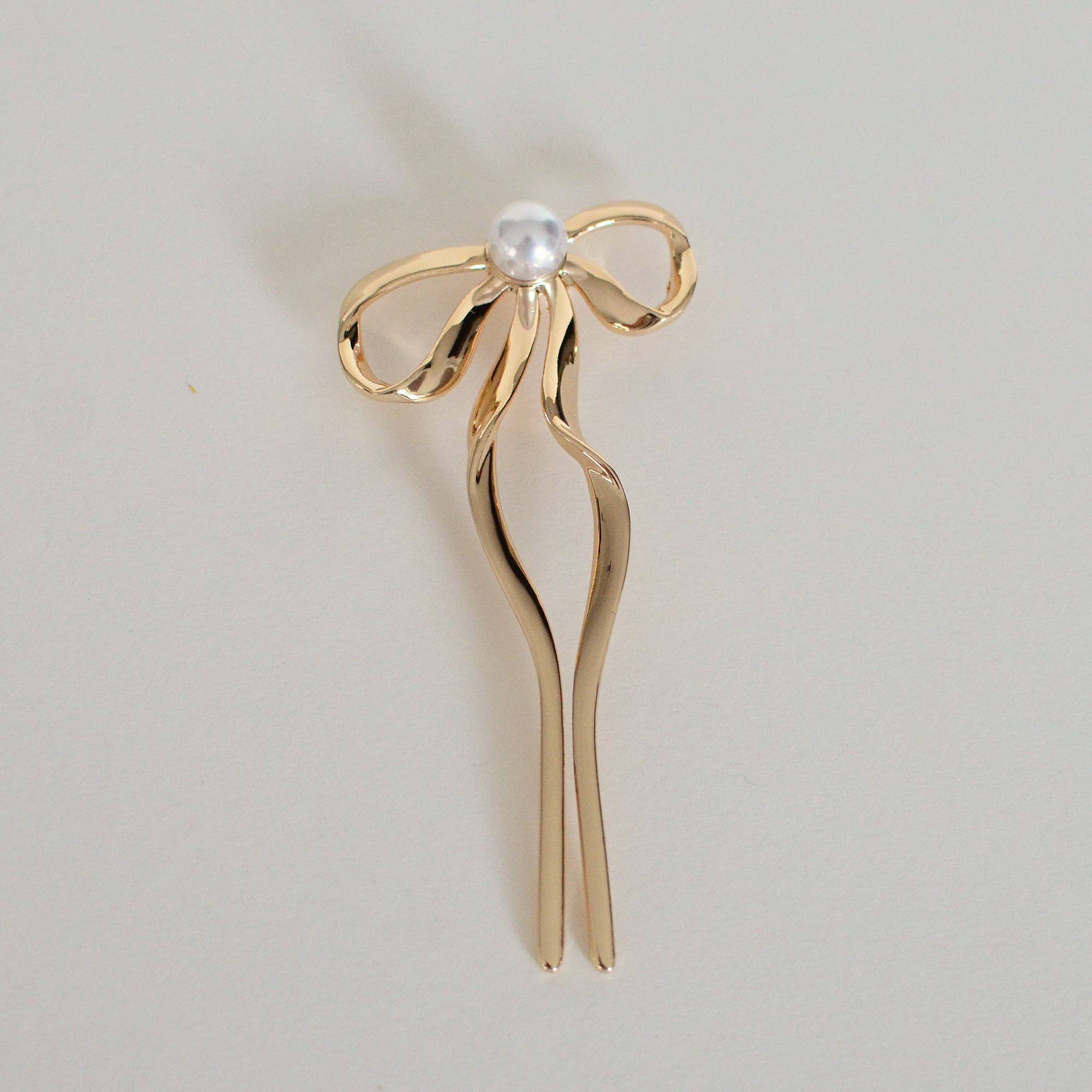 nar'sha - Pearl Bow Hair Stick l Gold