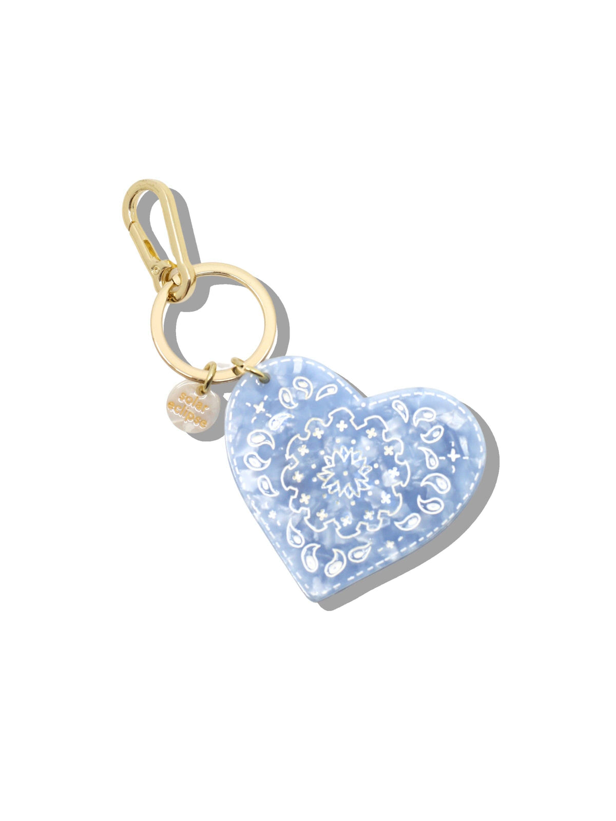 Solar Eclipse - Bag Charm + Keychain - Paisley Heart - Blue