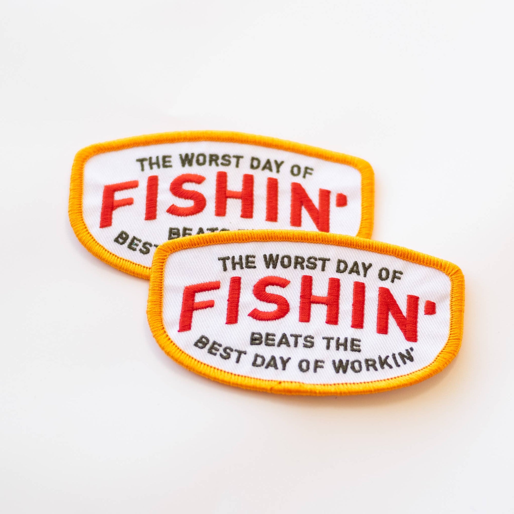 Fishin' Beats Workin' - Embroidered Iron on Patch