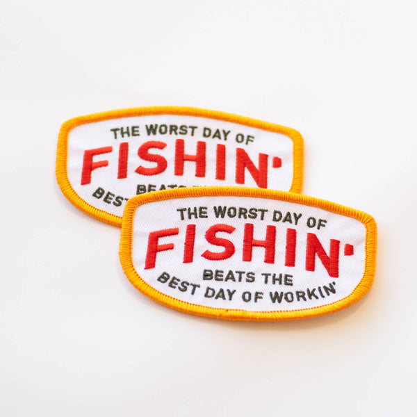 Fishin' Beats Workin' - Embroidered Iron on Patch