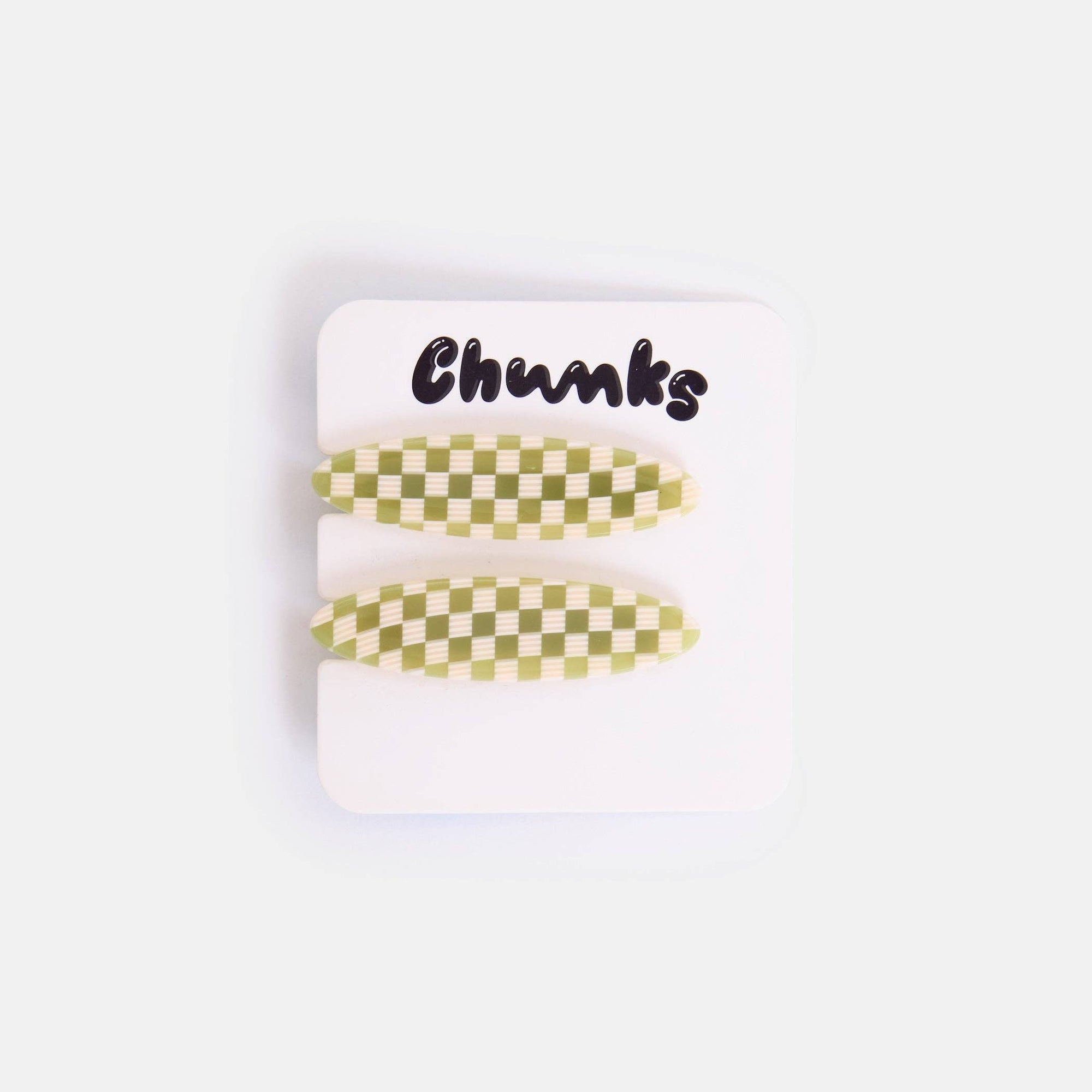 CHUNKS - Allie Clips in Oval Olive Check