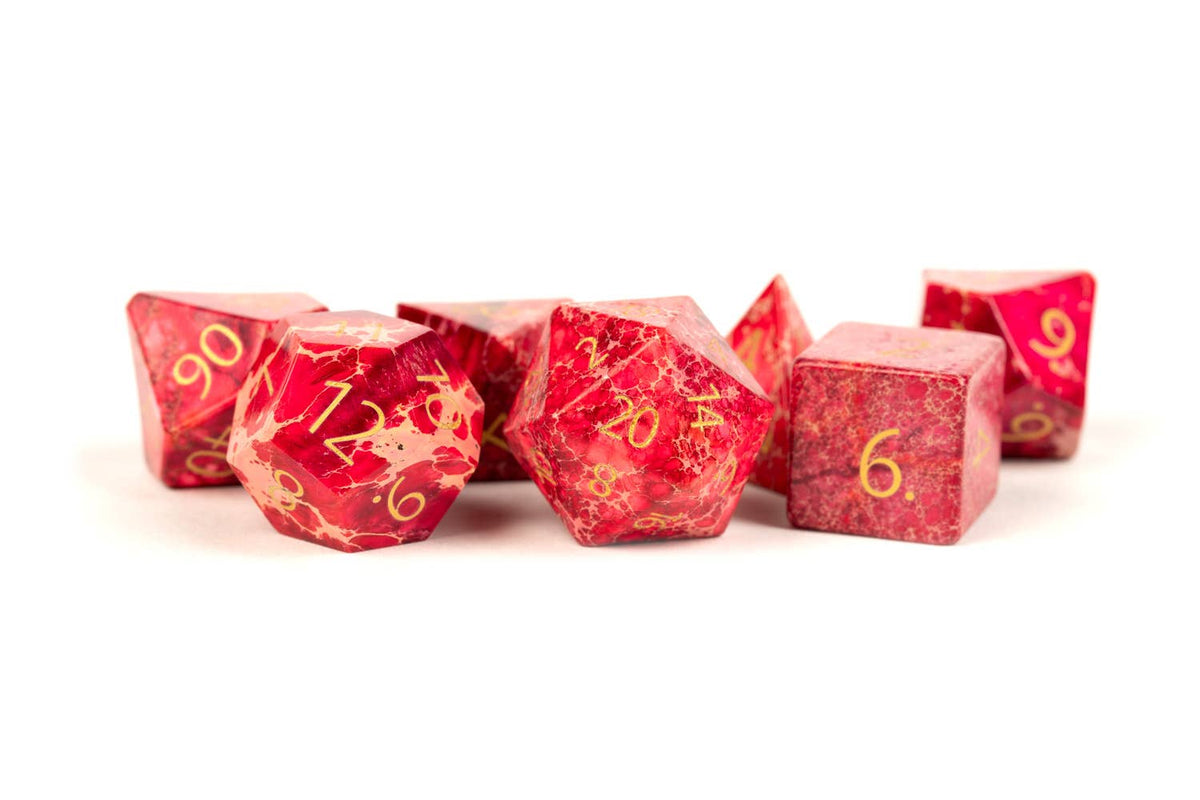 Engraved Gemstone Dice Set - Imperial Stone Red