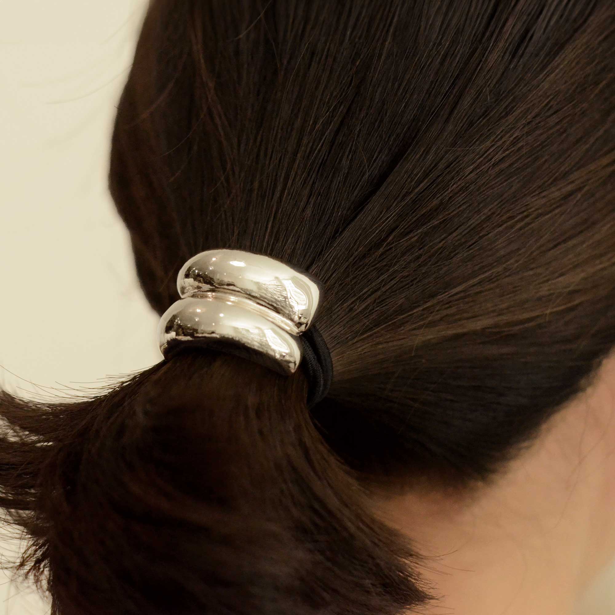 nar'sha - Mini Double Arch Metal Ponytail Hair Tie - Silver