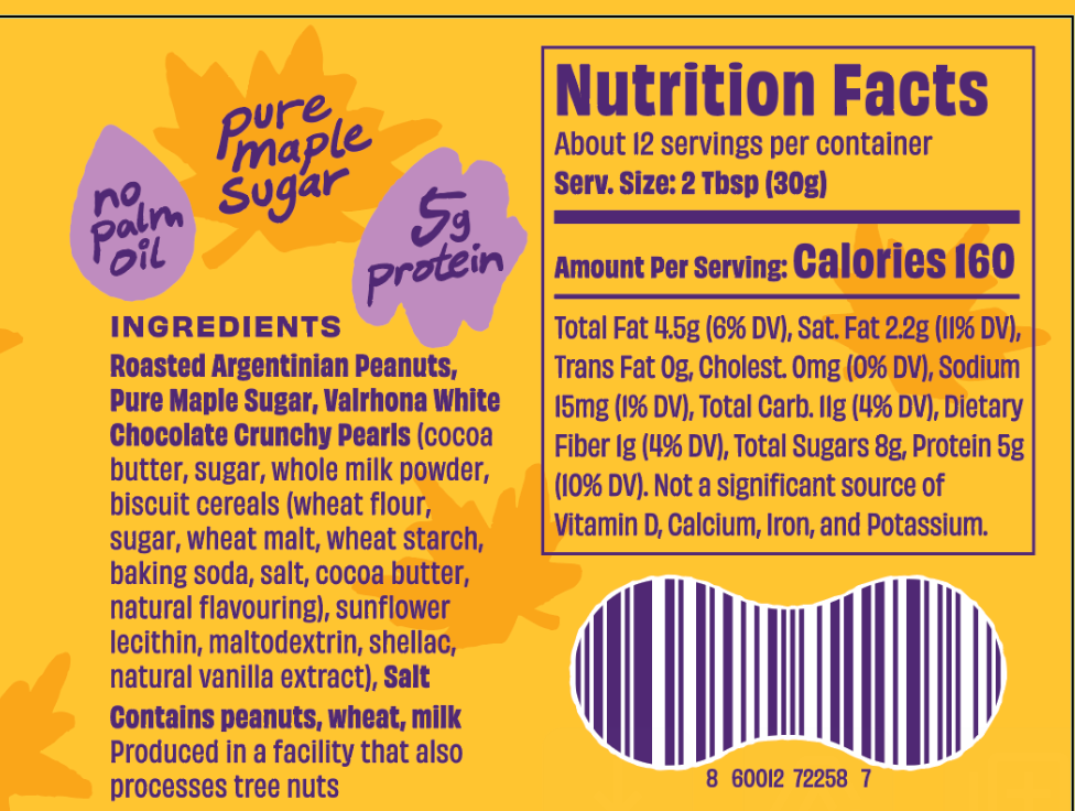 Maple Crunch Peanut Butter with White Chocolate Pearls