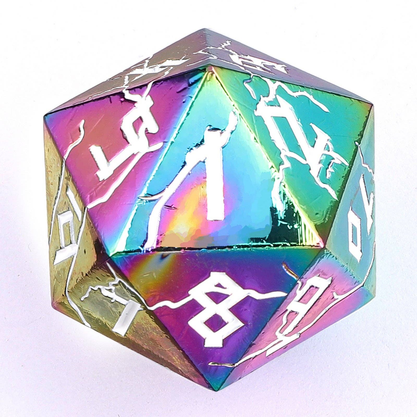 D20 Spin Down Dice - Barbarian 35mm - Chromatic Rainbow