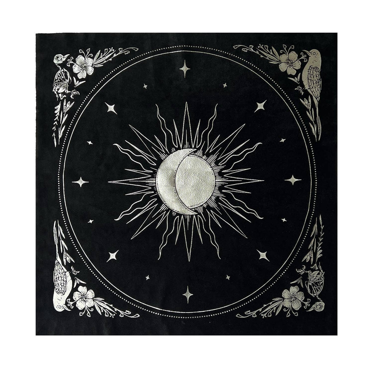 13th Press - Altar Cloth - "Celestial" - Black Velvet + Silver Foil