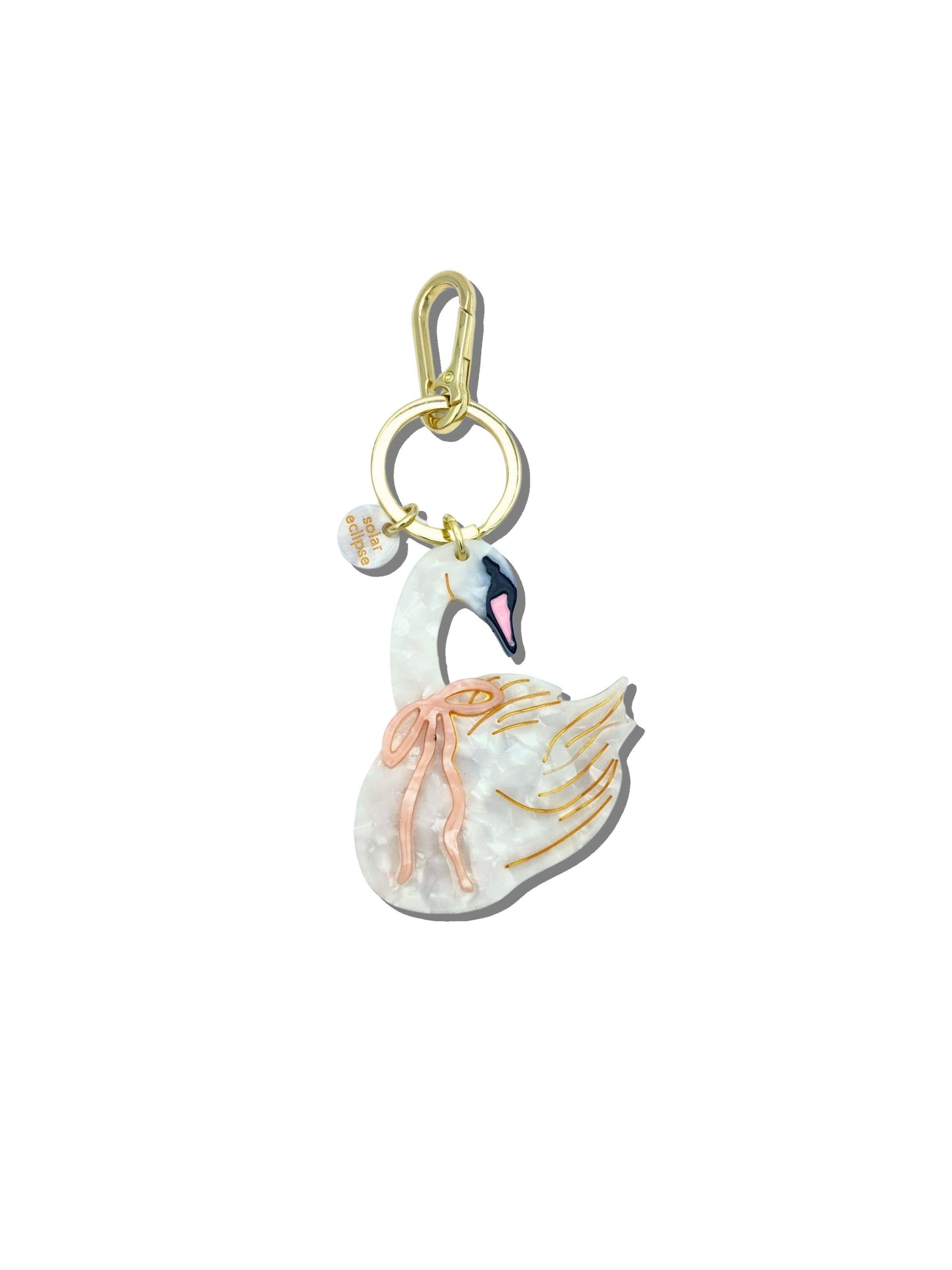 Solar Eclipse - Hand-painted Bow Swan Bag Charm + Keychain