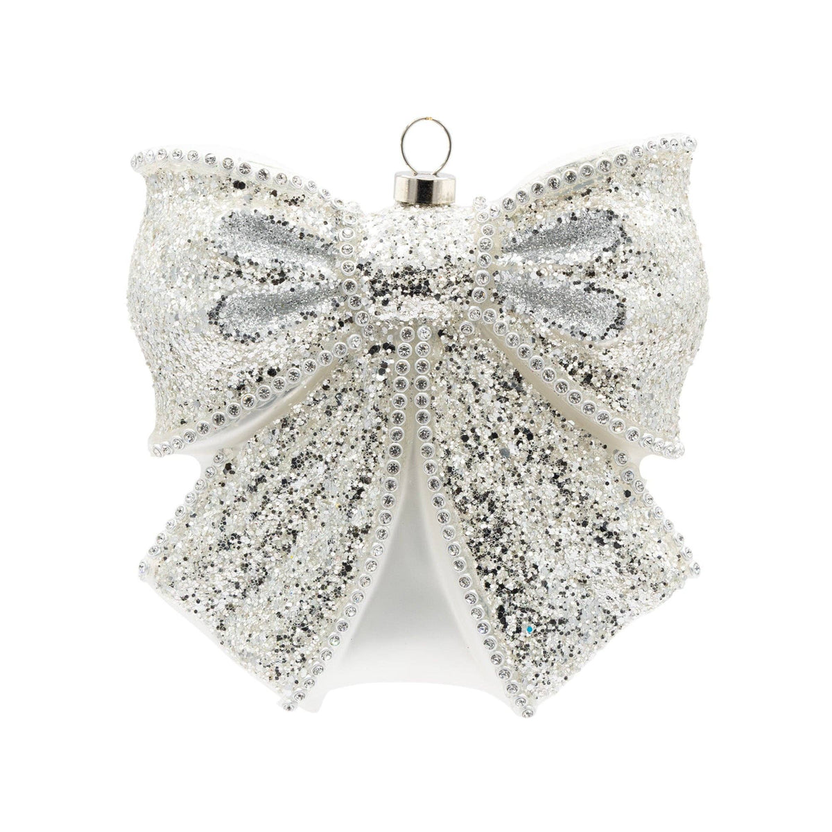 Silver Bow Ornament - Glass Ornament