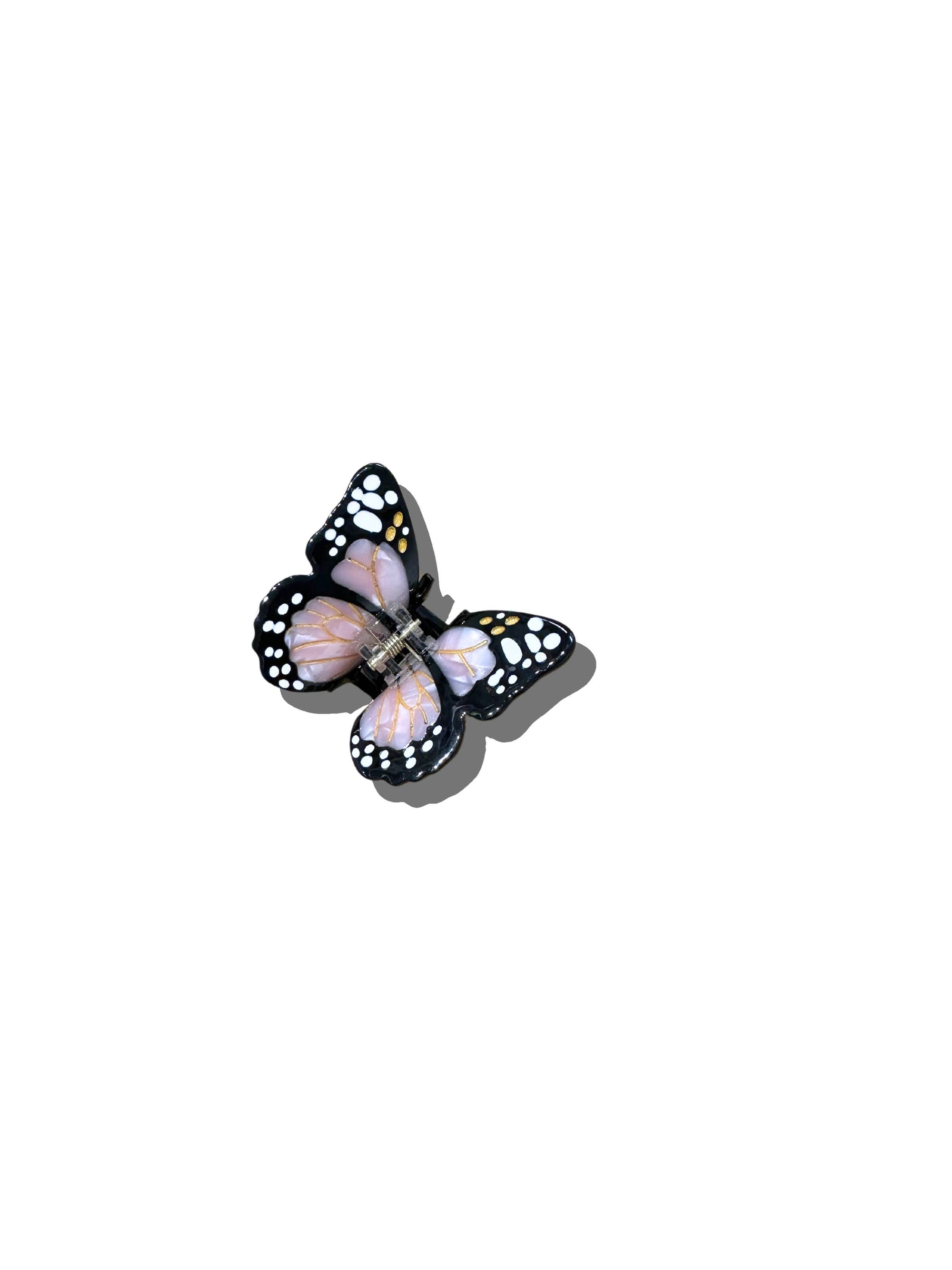 Solar Eclipse - Hand-painted Mini Monarch Claw Hair Clip - White