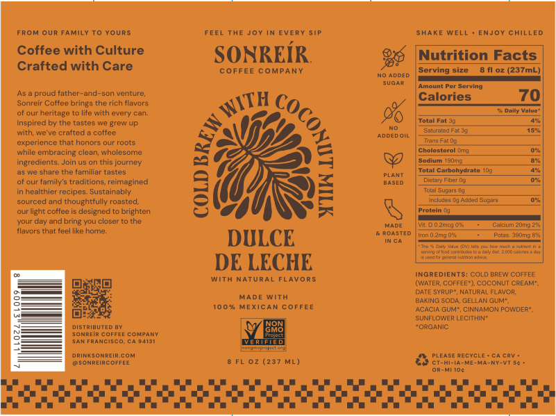 Sonreír Coffee Company - Coconut Milk Cold Brew Latte - Dulce De Leche