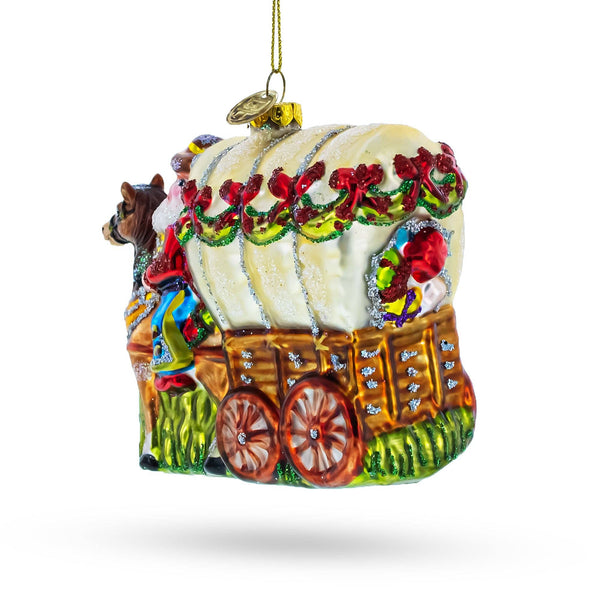 Jolly Santa Riding the Coach - Glass Ornament