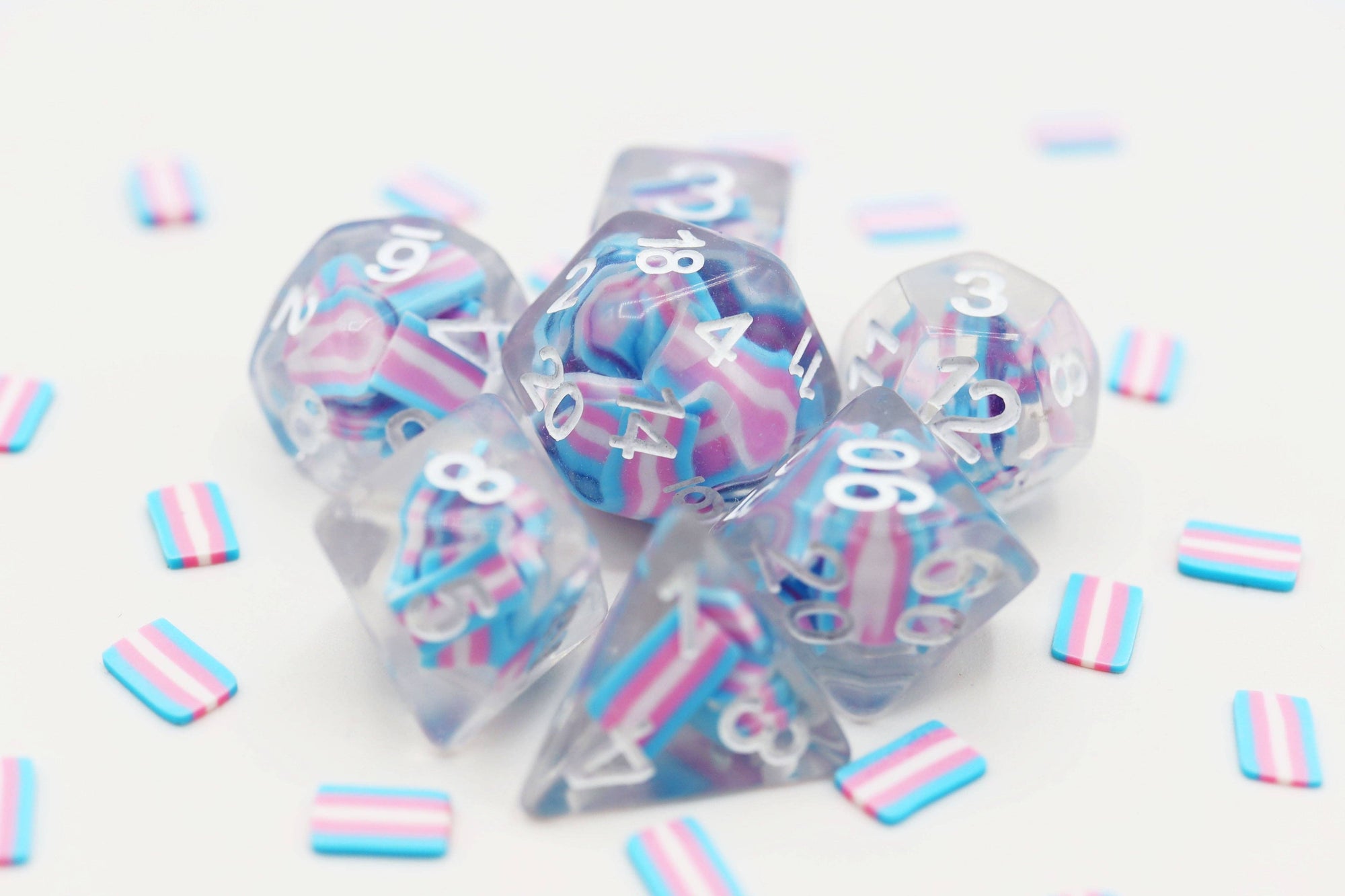 Transgender Flag RPG Dice Set