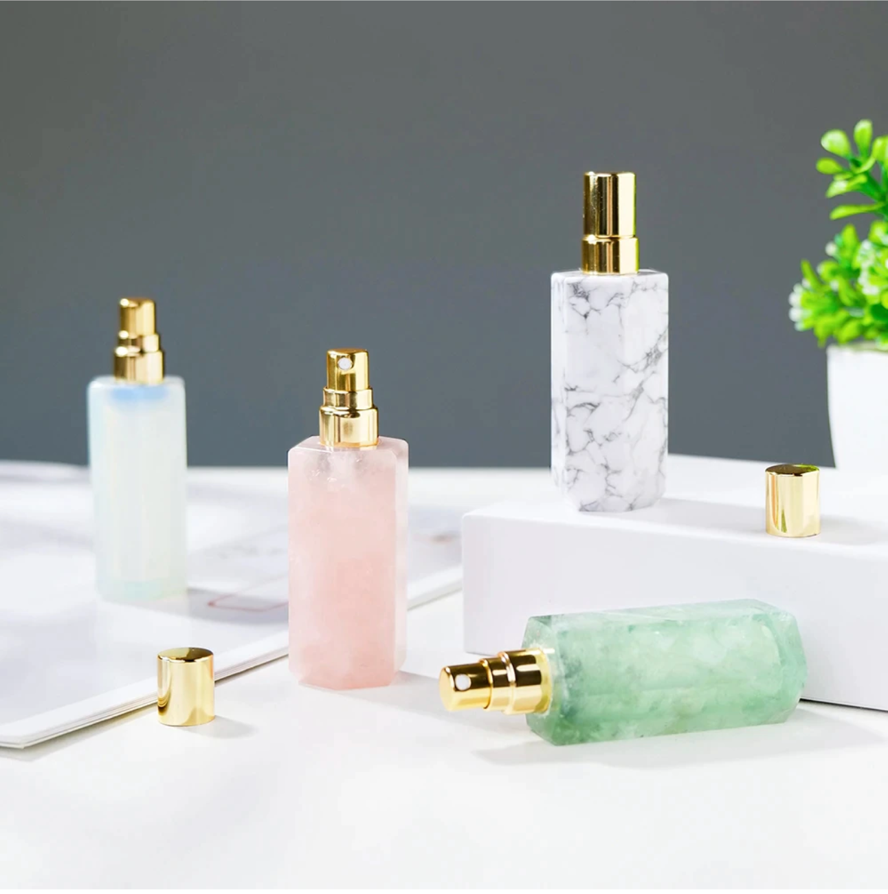 Natural Crystal Gem Perfume Bottles