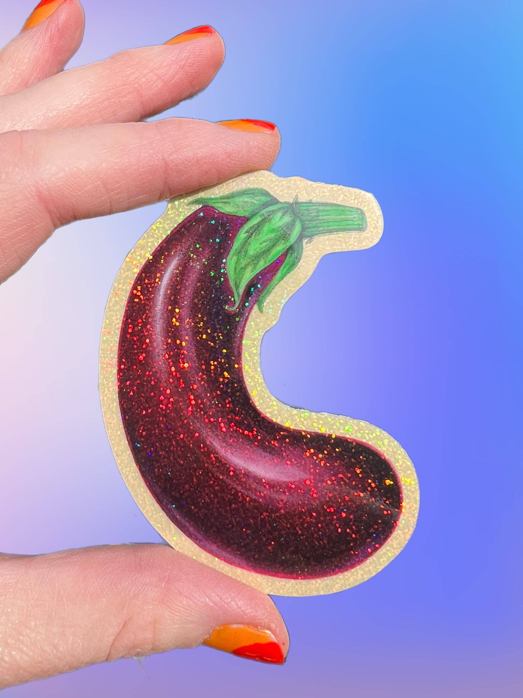 Eggplant - Glitter Sticker