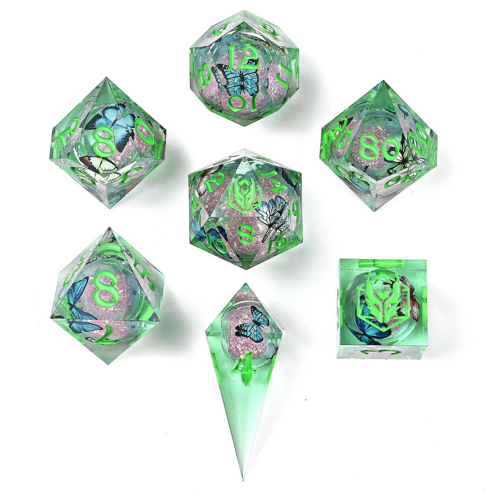 Liquid Core Sharp Edge Resin Dice Set - Dream Wing