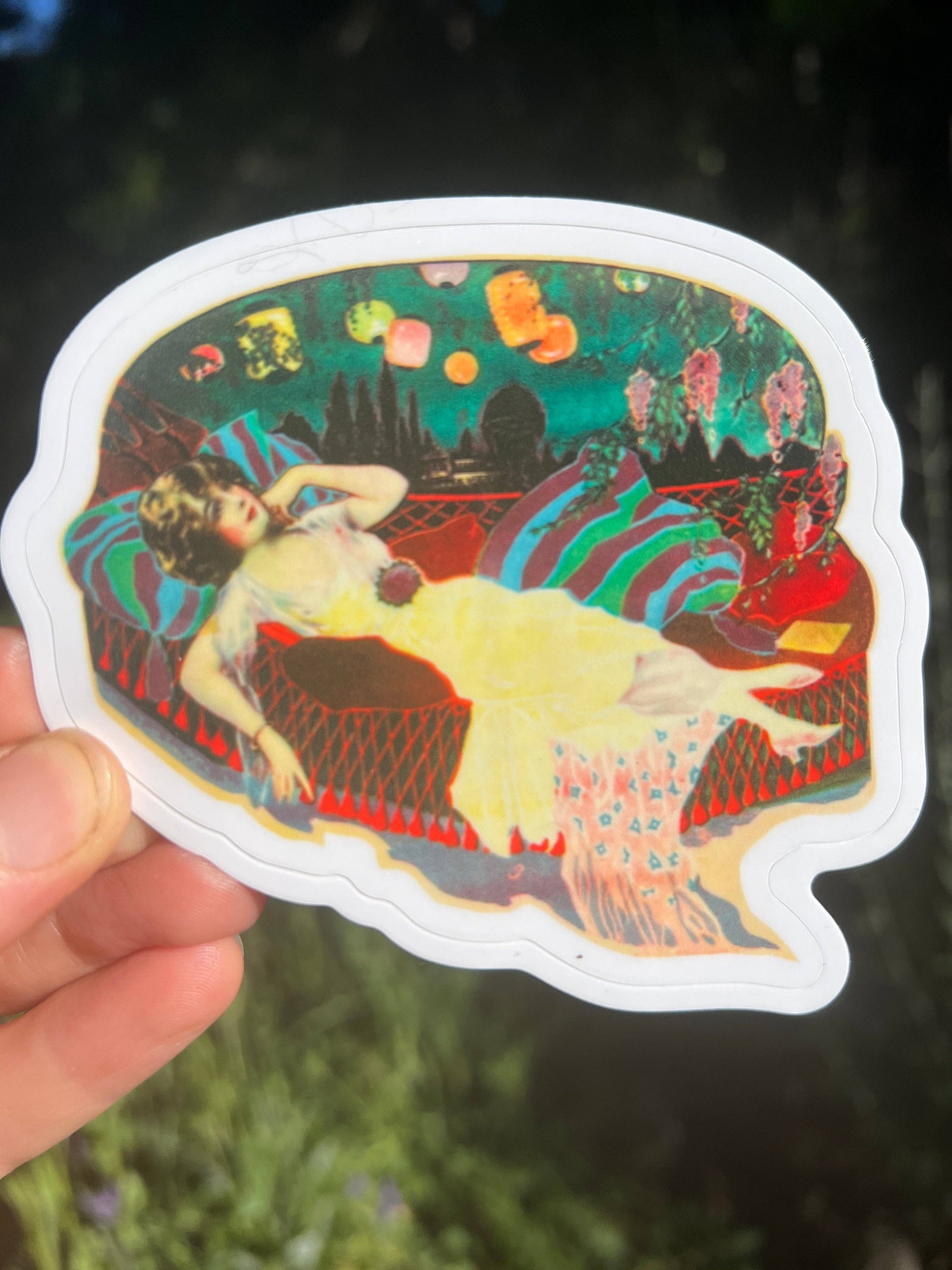 Lady Reclining on Hammock - Sticker