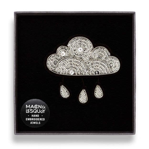 Macon & Lesquoy - Hand embroidered brooch - Cloud and Rain