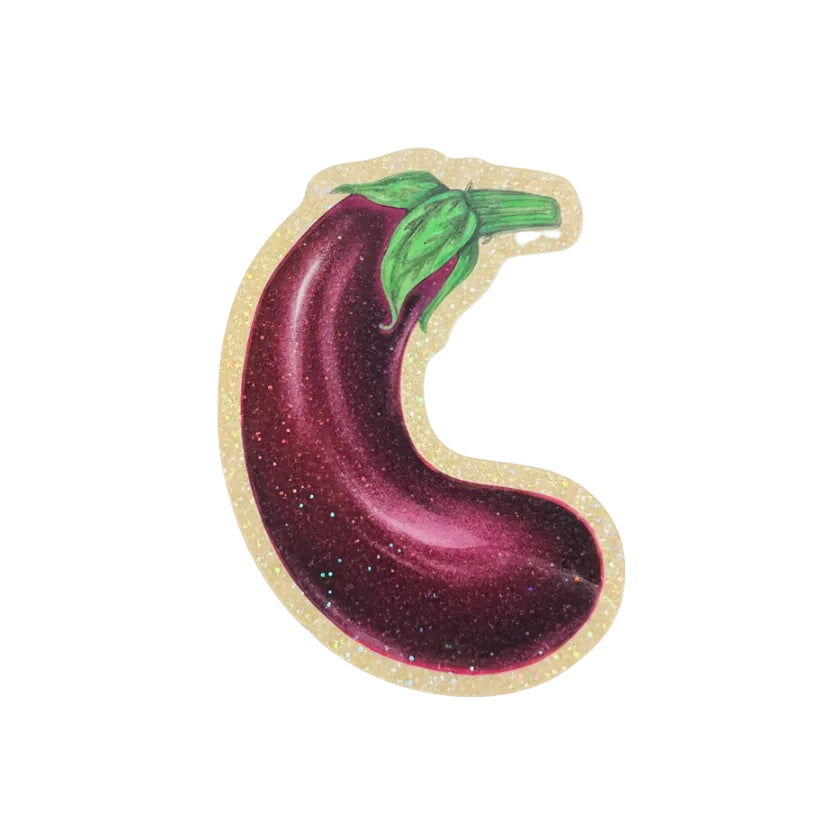 Eggplant - Glitter Sticker