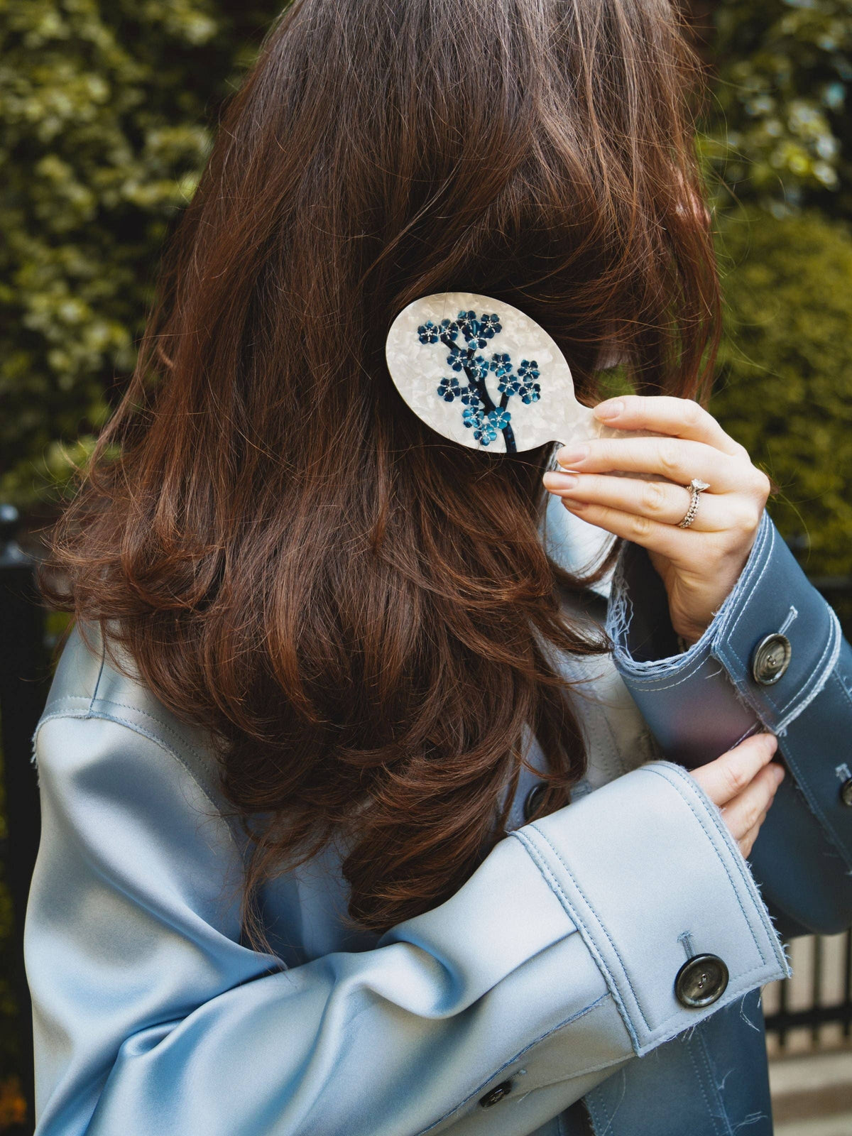 Solar Eclipse - Hand-painted White Sakura Blossom Brush | Eco-Friendly: Handbag Hero