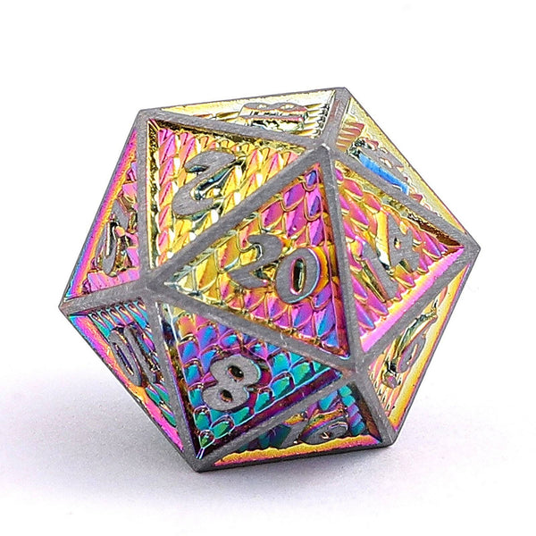 Solid Metal Mini Behemoth Dice Set - Brushed Rainbow