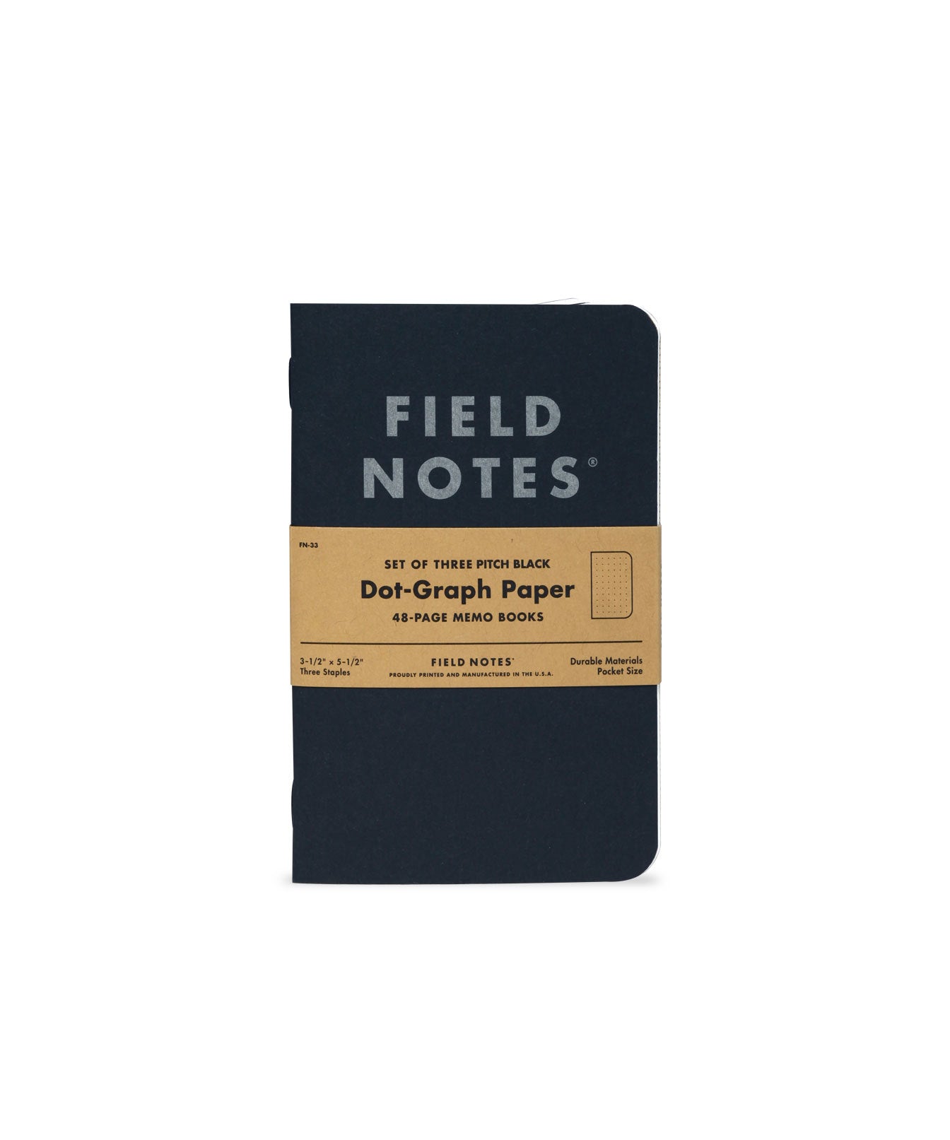 Pitch Black Dot Graph Memo Book - 3-pack - Space Camp