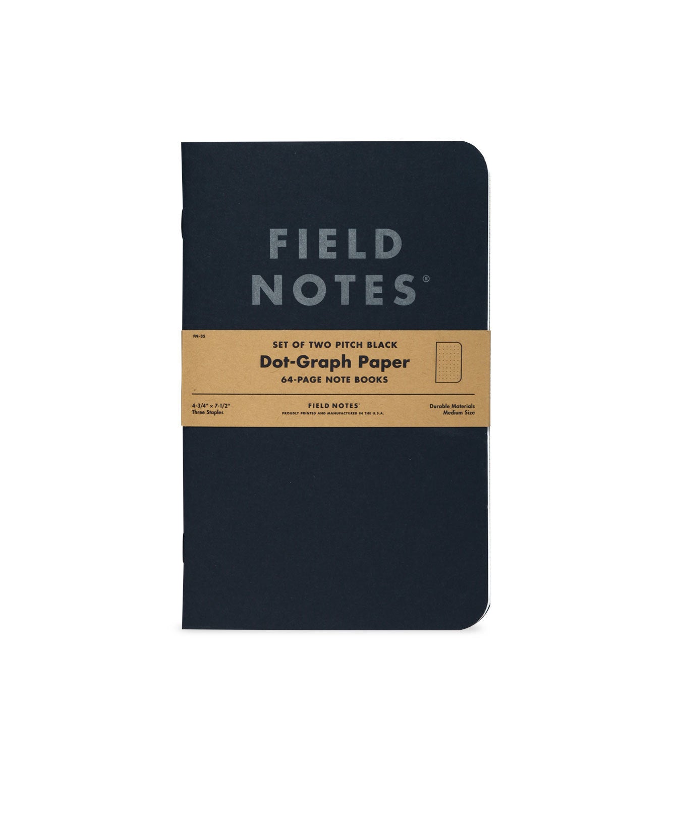 Pitch Black Dot Graph Note Book - 2-pack - Space Camp