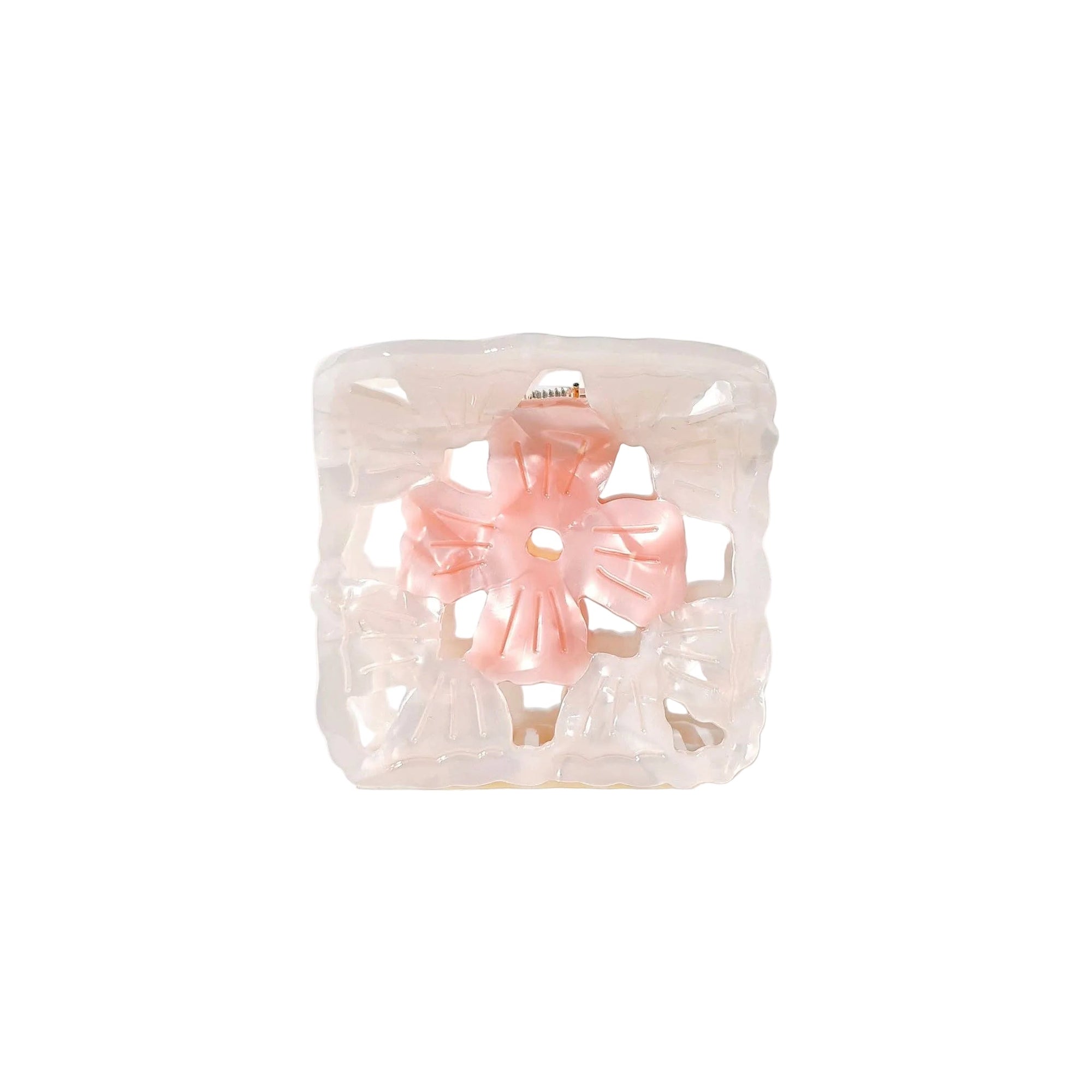 Granny Square Claw Clip - Strawberry Milkshake