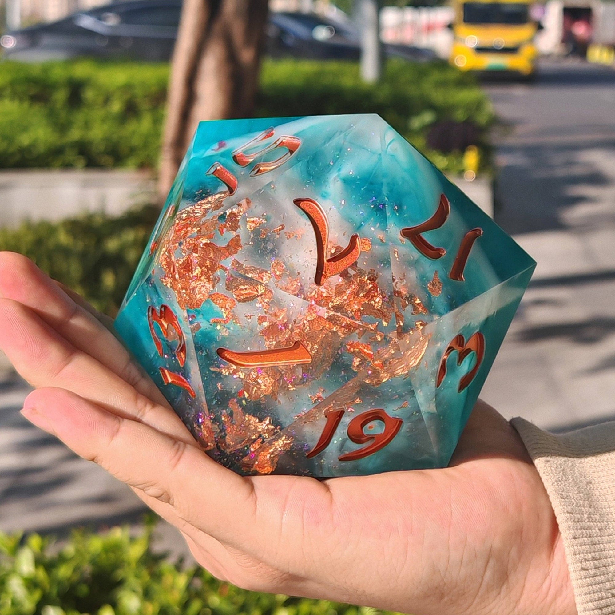 Sharp Edge Resin D20 - 100mm Chonk - Cloudfall - Space Camp