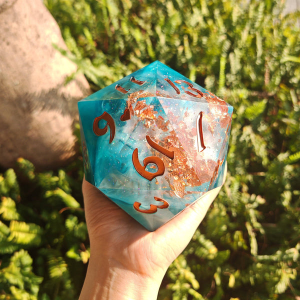 Sharp Edge Resin D20 - 100mm Chonk - Cloudfall - Space Camp