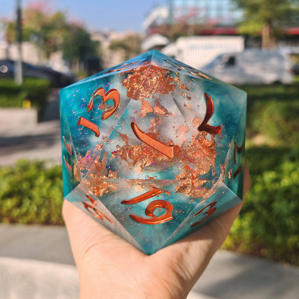 Sharp Edge Resin D20 - 100mm Chonk - Cloudfall - Space Camp