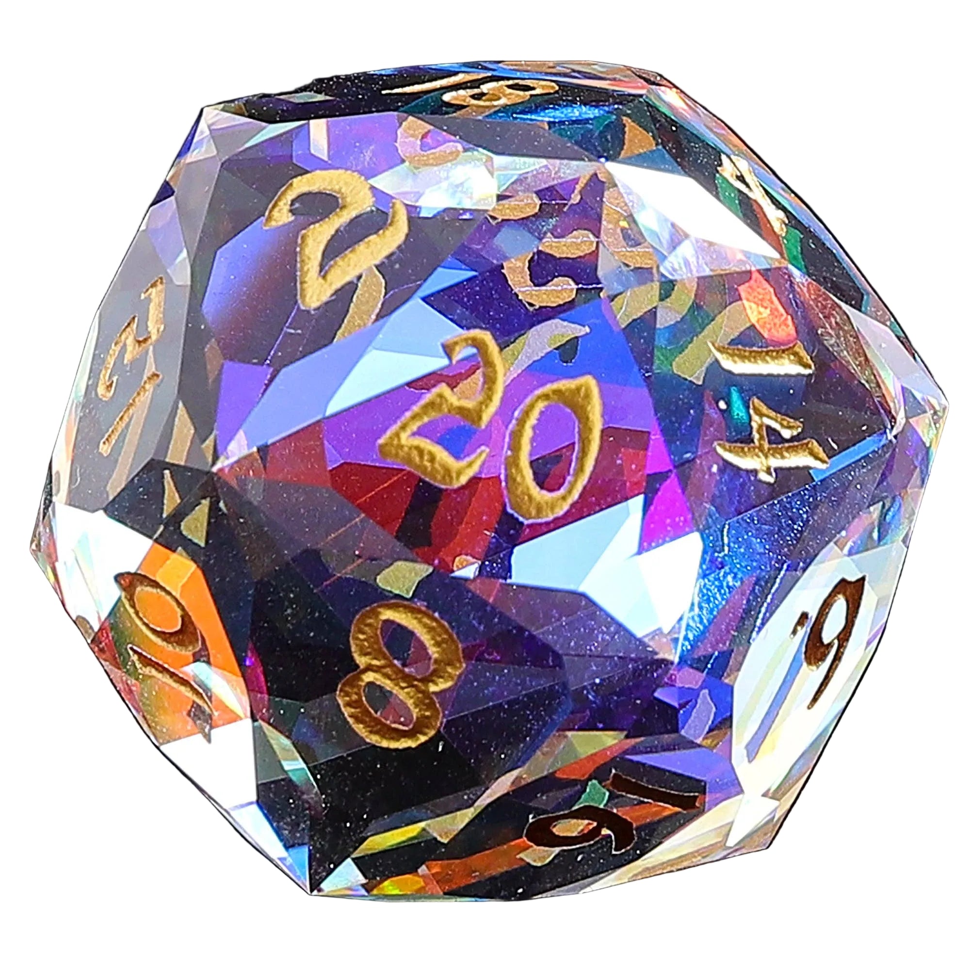 Luster Cut Crystal 30mm Chonk D20 - Prismatic