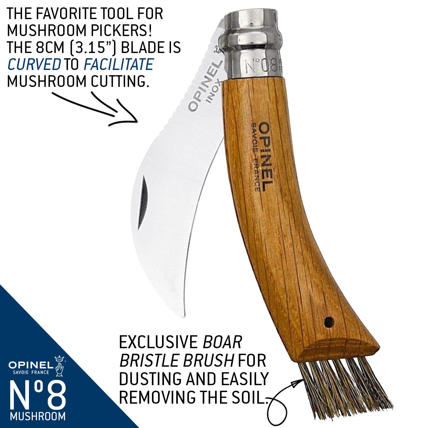 Opinel - No.8 Mushroom Oak + Sheath Gift Box - Space Camp