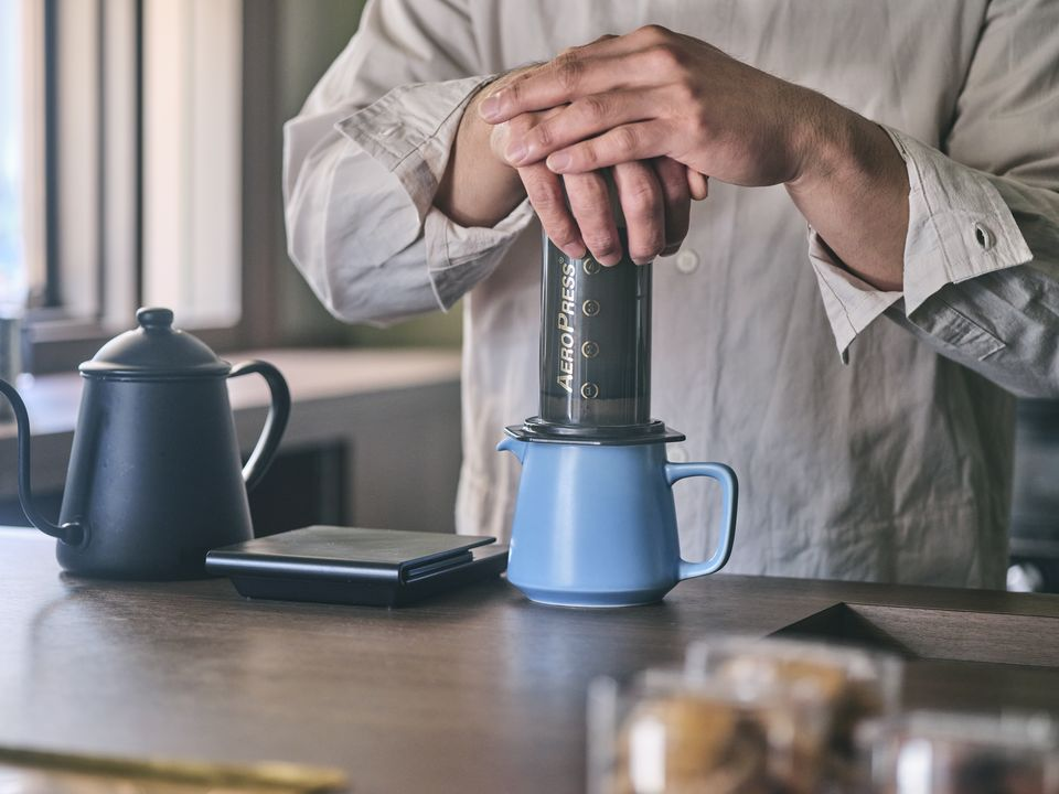 Origami - Ceramic Coffee Server - Matte Blue at Space Camp in Portland, Oregon