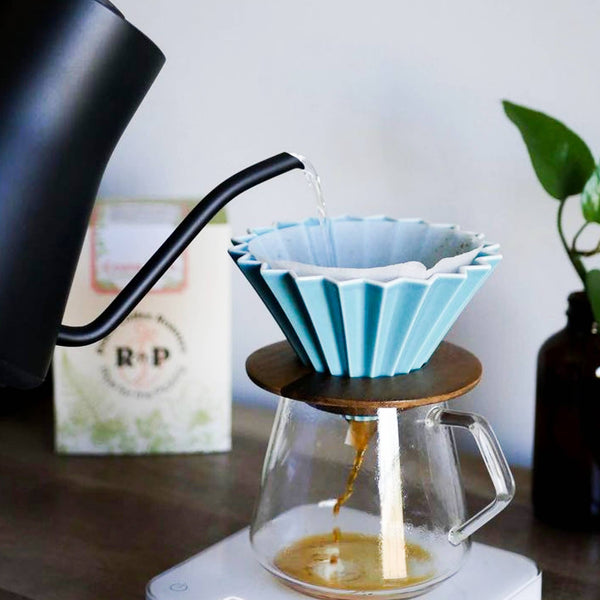 Origami - Pour Over Coffee Dripper - Porcelain - Matte Blue at Space Camp in Portland, Oregon